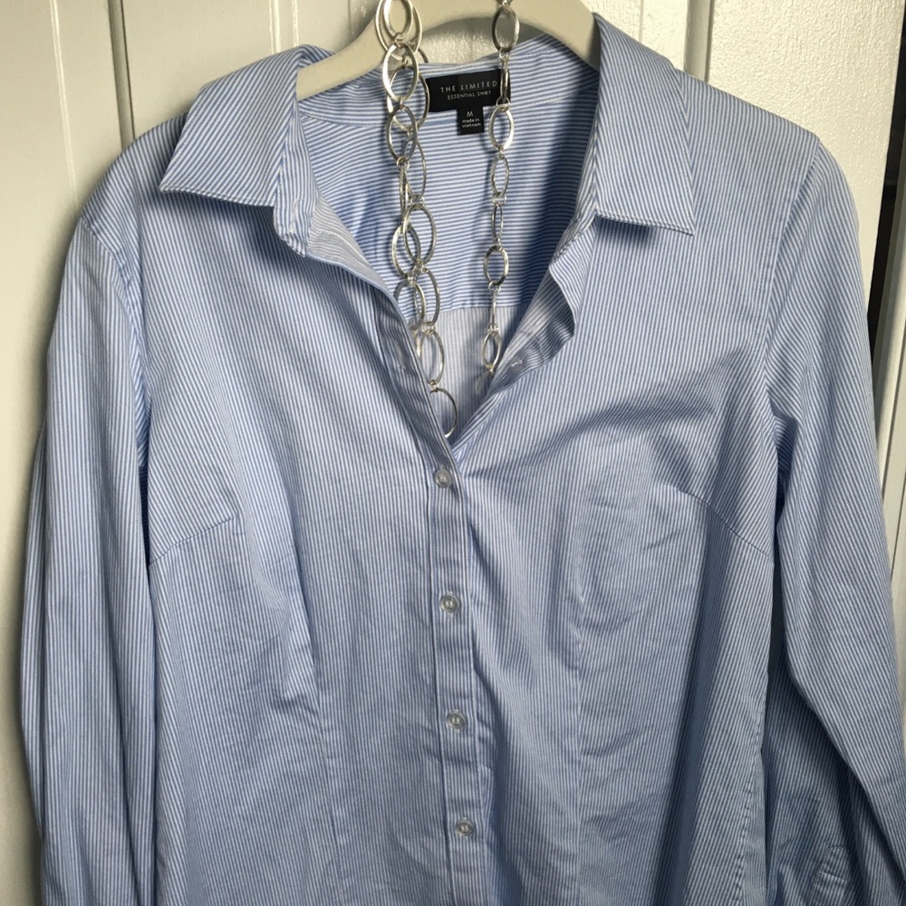 Blue and White Stripe Button Down Shirt